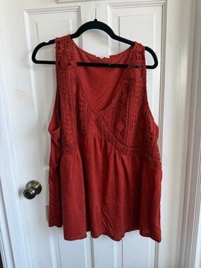Maurices Rust Crochet Panel Tank Top